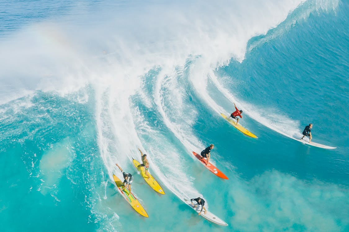 Surfer on a giant wave
